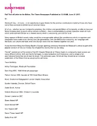 Full Text of Letter to the Editor 21 June 2013
