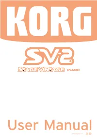 KORG SV-2 User Manual
