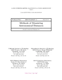 Methods of Measuring Astronomical Distances