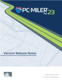PC*MILER|Rail Version Release Notes