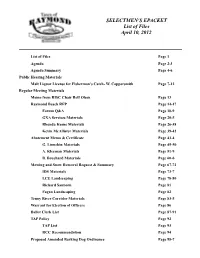 SELECTMEN's EPACKET List of Files April 10, 2012