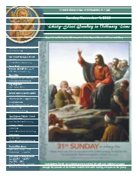 Thirty-First Sunday in Ordinary Time First Sunday In