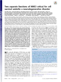 Two Separate Functions of NME3 Critical for Cell Survival Underlie a Neurodegenerative Disorder