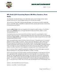 2019 NFL DRAFT SCOUTING REPORT NFL Draft 2019 Scouting