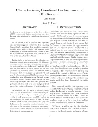 Characterizing Peer-Level Performance of Bittorrent