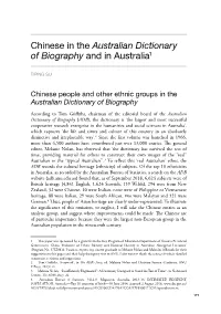 Chinese in the Australian Dictionary of Biography and in Australia1