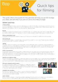 Filming Guide