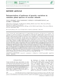 Interpretation of Patterns of Genetic Variation in Endemic Plant Species of Oceanic Islands