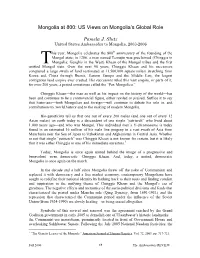 Mongolia at 800: US Views on Mongolia's Global Role
