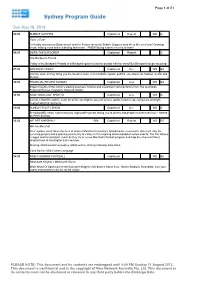 Sydney Program Guide