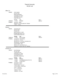 Temple University Vendor List