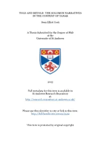 The Solomon Narratives in the Context of Tanak