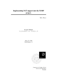 XORP-NAT Project
