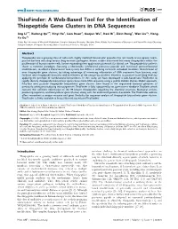 A Web-Based Tool for the Identification of Thiopeptide Gene Clusters in DNA Sequences