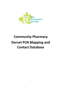 Community Pharmacy Dorset PCN Mapping and Contact Database