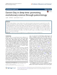 Darwin Day in Deep Time: Promoting Evolutionary Science Through Paleontology Sarah L