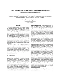Efail: Breaking S/MIME and Openpgp Email Encryption Using Exﬁltration Channels (Draft 0.9.0)