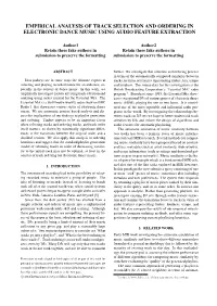 Empirical Analysis of Track Selection and Ordering in Electronic Dance Music Using Audio Feature Extraction