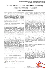 Human Face and Facial Parts Detection Using Template Matching Technique
