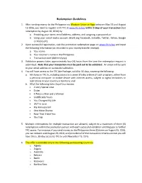 Redemption Guidelines