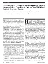 Spectrum of HNF1A Somatic Mutations in Hepatocellular