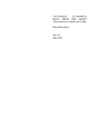 THE GODLEY-TOBIN LECTURE Robert Rowthorn WP 512 June 2019