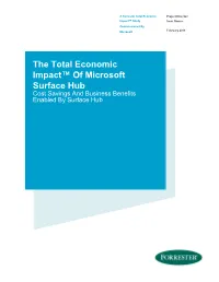 The Total Economic Impact™ of Microsoft Surface Hub Cost Savings and Business Benefits Enabled by Surface Hub
