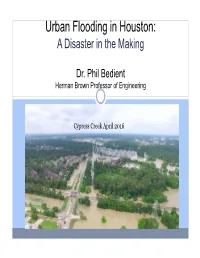 Urban Flooding in Houston: a Disaster in the Making