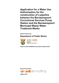 498454 20180831 R Baviaans Pipeline WUA D Hinm August 2018 SRK Consulting: Project No: 498454 Baviaanspoort Pipeline WUA Page Ii