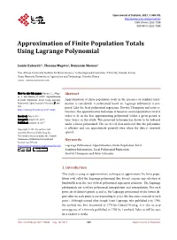 Approximation of Finite Population Totals Using Lagrange Polynomial