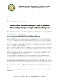 Australian Institute of Professional Intelligence Officers the Peak Representative Body for All Intelligence Professionals
