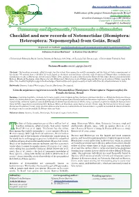 Checklist and New Records of Notonectidae (Hemiptera: Heteroptera: Nepomorpha) from Goiás, Brazil