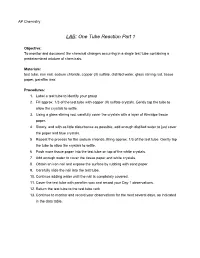 LAB: One Tube Reaction Part 1