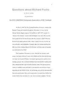 Questions About Richard Fuchs