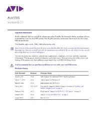 Avid ISIS 1000 Readme V5.0.1