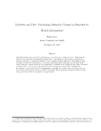 Diabetes and Diet: Purchasing Behavior Change in Response to Health Information