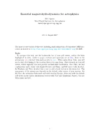 Essential Magnetohydrodynamics for Astrophysics