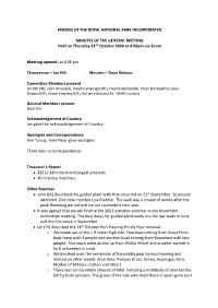 General Meeting Minutes October