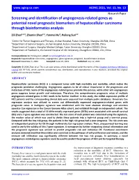 Screening and Identification of Angiogenesis-Related Genes As Potential Novel Prognostic Biomarkers of Hepatocellular Carcinoma Through Bioinformatics Analysis