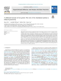 The Role of the Attachment System in Reduced Proactivity
