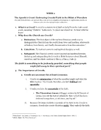 WEEK 2 the Apostle's Creed