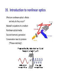 35. Introduction to Nonlinear Optics