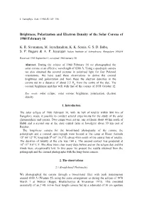 Brightness, Polarization and Electron Density of the Solar Corona of 1980 February 16