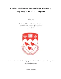 Critical Evaluation and Thermodynamic Modeling of High Alloy Fe-Mn-Al-Si-C-P System