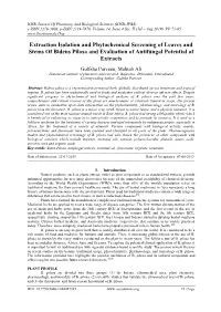 Extraction Isolation and Phytochemical Screening of Leaves and Stems of Bidens Pilosa and Evaluation of Antifungal Potential of Extracts