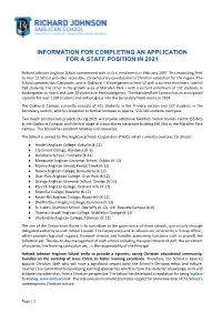 Information for Completing an Application for a Staff Position in 2021