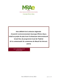 Avis Délibéré De La Mission Régionale D'autorité Environnementale