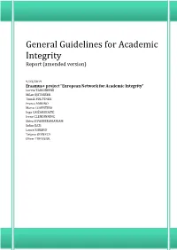General Guidelines for Academic Integrity Report (Amended Version)