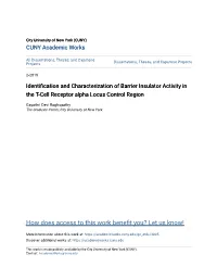 Identification and Characterization of Barrier Insulator Activity in the T-Cell Receptor Alpha Locus Control Region