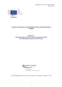 Opinion on Biological Effects of UV-C Radiation Relevant to Health with Particular Reference to UV-C Lamps